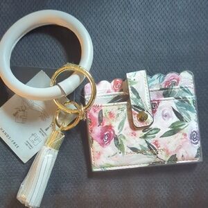 Nanette Lepore Floral Keychain Bracelet Card Case Holder Hands Free